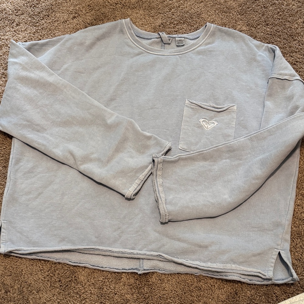 Roxy Boxy Cropped Heather blue Crewneck sweatshirt